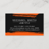 Professionele moderne zwarte Oranje penseelstreek Visitekaartje (Achterkant)