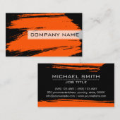 Professionele moderne zwarte Oranje penseelstreek Visitekaartje (Voorkant / Achterkant)