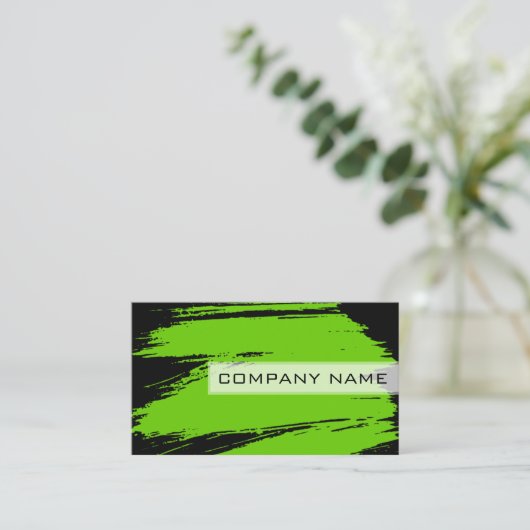 Professionele moderne zwarte penseelstreek visitekaartje (Staand voorkant)