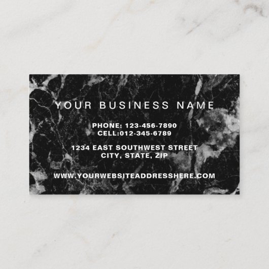 Professionele, moderne zwarte-platenmarmer visitekaartje (Achterkant)