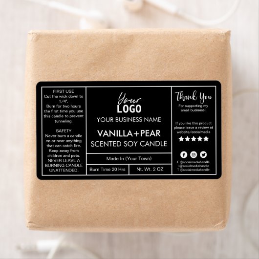 Professionele moderne zwarte Soy Candle Labels (Insitu)
