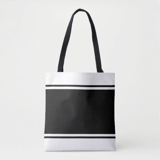 Professionele moderne zwarte witte racestrepen tote bag (Voorkant)