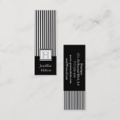 Professionele moderne zwarte witte strepen monogra mini visitekaartje (Voorkant / Achterkant)