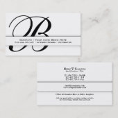 Professionele monogram "B"-business CUSTOM Visitekaartje (Voorkant / Achterkant)