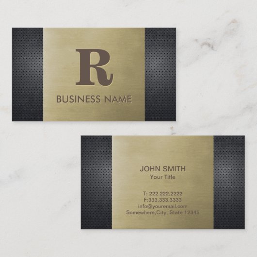 Professionele monogram Bronze & Metal Visitekaartje (Voorkant / Achterkant)