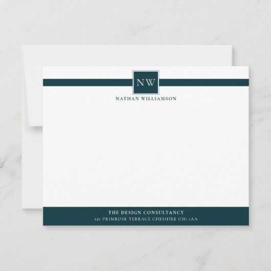 Professionele Monogram Business Flat Note Card Notitiekaartje (Voorkant)