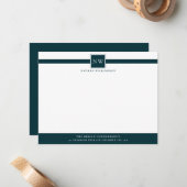 Professionele Monogram Business Flat Note Card Notitiekaartje (Voorkant / Achterkant in situ)
