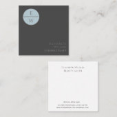 Professionele monogram cirkel minimalistisch eenvo vierkante visitekaartje (Voorkant / Achterkant)