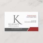 Professionele Monogram, donkergrijs en rood Visitekaartje (Achterkant)