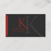 Professionele Monogram, donkergrijs en rood Visitekaartje (Voorkant)