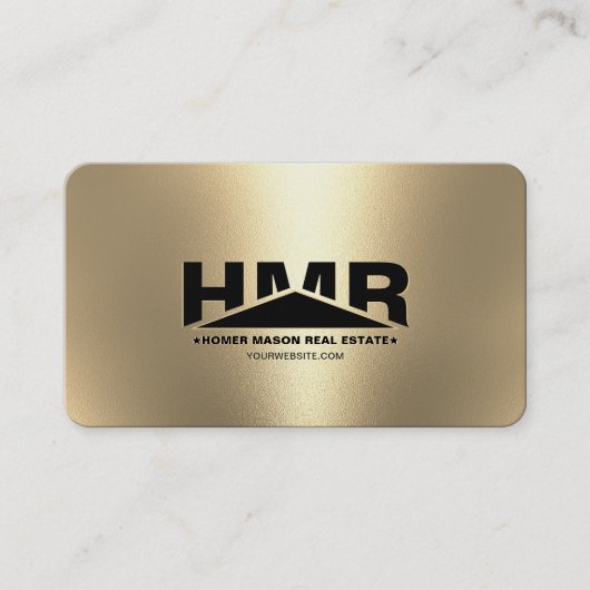 Professionele Monogram Driehoek Zwart Goud Modern Visitekaartje (Voorkant)