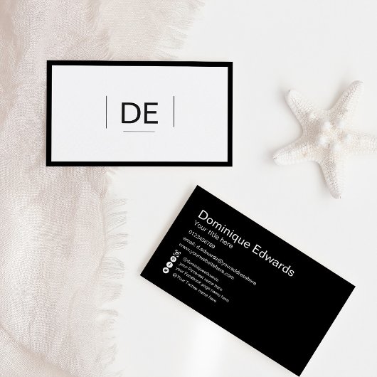 Professionele monogram eenvoudige zwarte sociale m visitekaartje