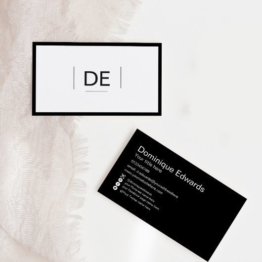 Professionele monogram eenvoudige zwarte sociale m visitekaartje