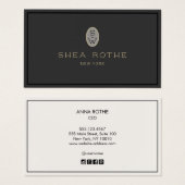 Professionele monogram Elegant Black Visitekaartje (Voorkant /achterkant)