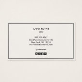 Professionele monogram Elegant Black Visitekaartje (Achterkant)