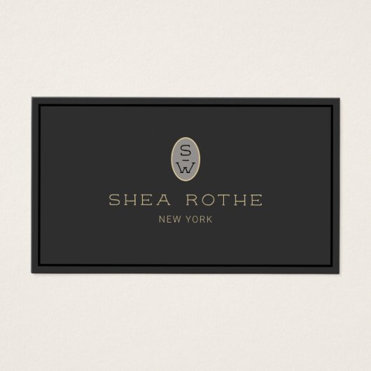 Professionele monogram Elegant Black Visitekaartje (Voorkant)