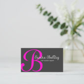 Professionele monogram Elegant Real Estate Pink. Visitekaartje (Staand voorkant)