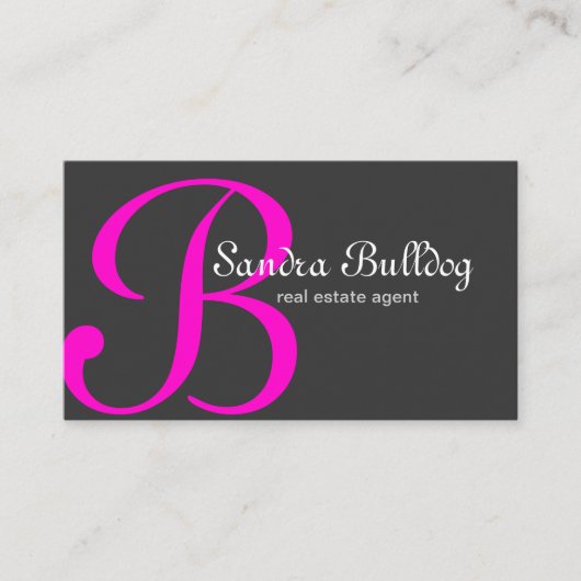 Professionele monogram Elegant Real Estate Pink. Visitekaartje (Voorkant)