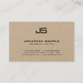 Professionele Monogram Elegante Kraftpapier Sjablo Visitekaartje (Achterkant)