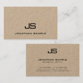 Professionele Monogram Elegante Kraftpapier Sjablo Visitekaartje (Voorkant / Achterkant)