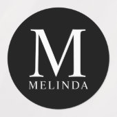 Professionele monogram- en naamzwarte labels (Design 1)