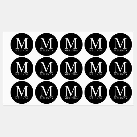 Professionele monogram- en naamzwarte labels (Vel)