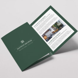 Professionele Monogram Groene Brochure Drieluik Kaart