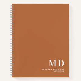 Professionele Monogram Initiaal Verbrand Oranje Notitieboek