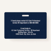 Professionele Monogram Logo Navy Blue Textuur Foto Badge (Achterkant)