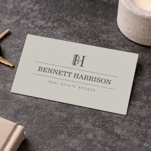 Professionele Monogram Makelaar Vastgoed Taupe Visitekaartje