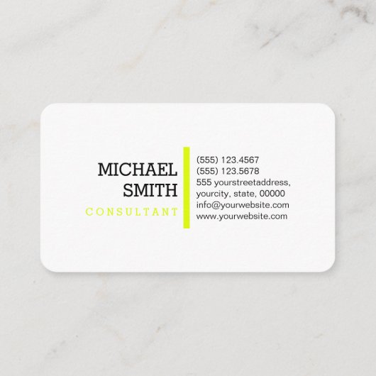 Professionele Monogram Modern Chartreuse Stripes Visitekaartje (Achterkant)