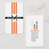Professionele monogram Modern Mango Tango Stripes Visitekaartje (Voorkant / Achterkant)