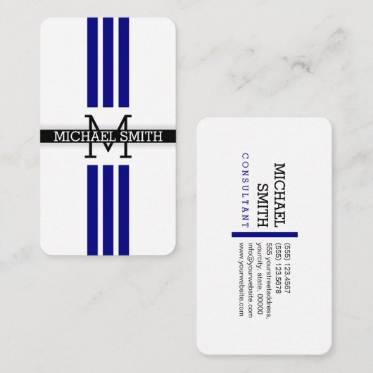 Professionele monogram Moderne marineschepen Visitekaartje (Voorkant / Achterkant)