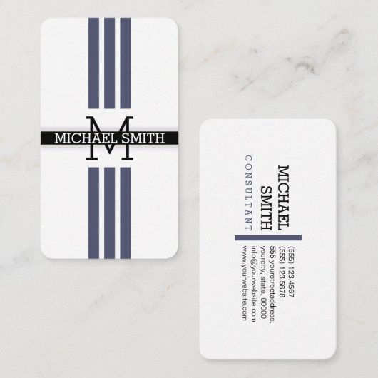 Professionele monogram Moderne Onafhankelijkheidss Visitekaartje (Voorkant / Achterkant)