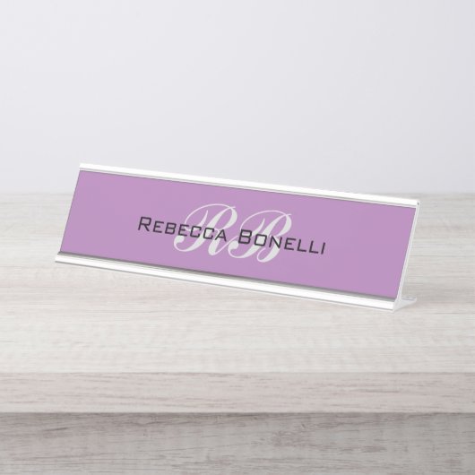 Professionele Monogram Naam Initialen Duidelijk St Bureau Naambordje (Voorkant)