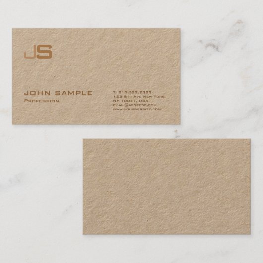 Professionele monogram Premium Kraft Modern Luxury Visitekaartje (Voorkant / Achterkant)