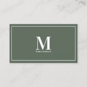 Professionele Monogram Sage Groene Schone Typograf Visitekaartje (Voorkant)
