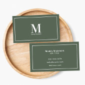 Professionele Monogram Sage Groene Schone Typograf Visitekaartje