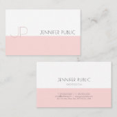 Professionele monogram stijlvolle roze platte luxe visitekaartje (Voorkant / Achterkant)