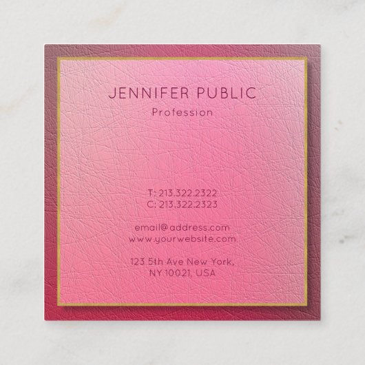 Professionele Monogram Structured Look Vierkante Visitekaartje (Achterkant)