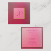 Professionele Monogram Structured Look Vierkante Visitekaartje (Voorkant / Achterkant)