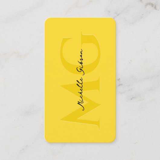 Professionele Monogram van de Bouw Geel Modern Visitekaartje (Voorkant)