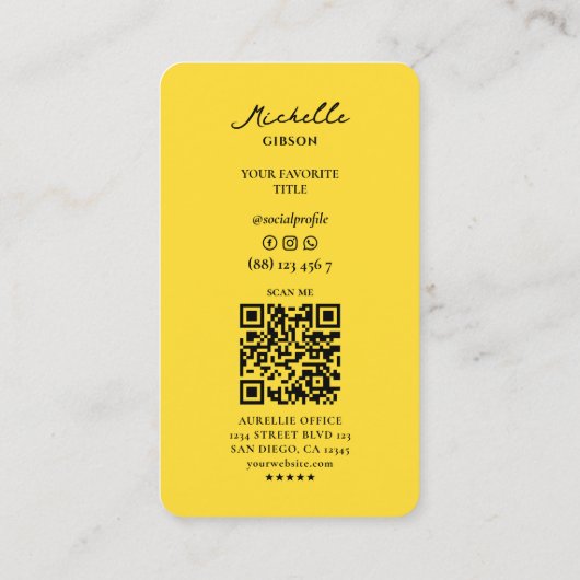 Professionele Monogram van de Bouw Geel Modern Visitekaartje (Achterkant)