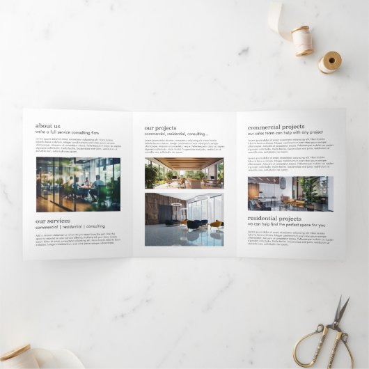 Professionele Monogram Witte Brochure Drieluik Kaart (Binnen)