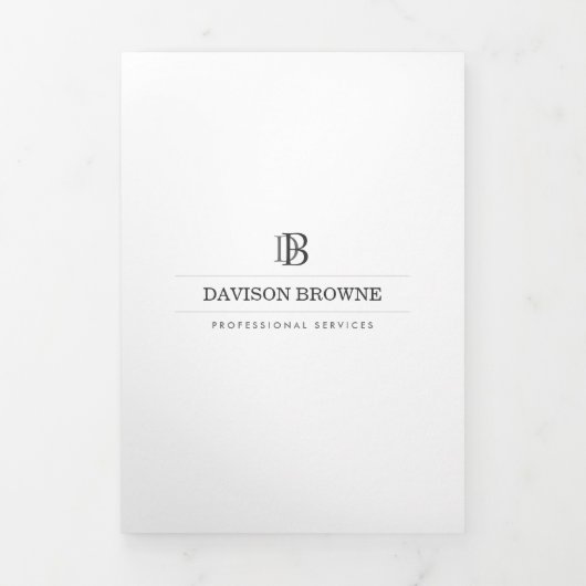 Professionele Monogram Witte Brochure Drieluik Kaart (Cover)