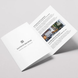 Professionele Monogram Witte Brochure Drieluik Kaart