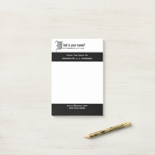 Professionele, monogrammaticale, juridische zaken post-it® notes (Op bureau)