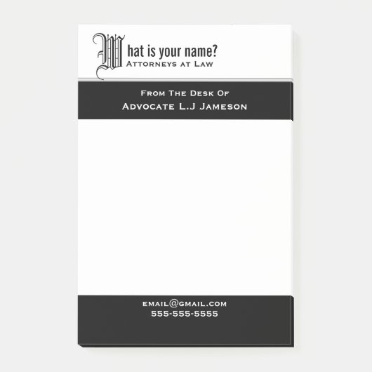 Professionele, monogrammaticale, juridische zaken post-it® notes (Voorkant)