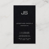 Professionele Monogrammed Verticaal Premium Zwart Visitekaartje (Achterkant)