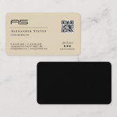 Professionele monogrammen Logo Cream Beige Visitekaartje (Voorkant / Achterkant)